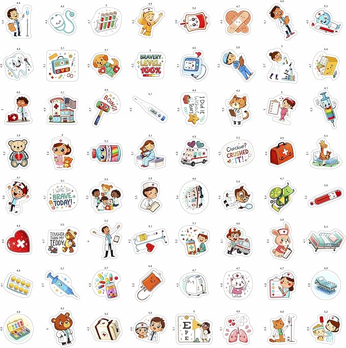 100Pcs Medical Stickers and Decals, Dorctor Stickers - Medical Party Supplies, Decoration - Gift for Women & Men