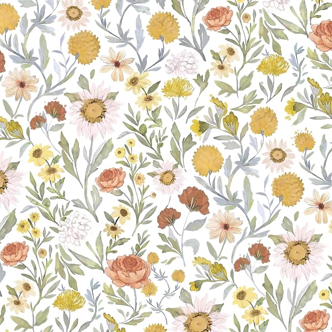 Dimoon 394"x17.3" Peel and Stick Wallpaper Contact Paper Floral White and Pink Wallpaper Boho Contactpaper for Cabinets Drawers Bathroom