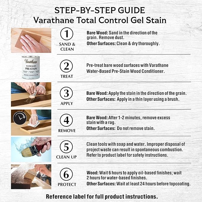Varathane Total Control Gel Stain | Low Odor Water-Based Formula | Thick Gel Formula for Vertical Surfaces | Ideal for Wood, Metal & Fiberglass | Quart | Black