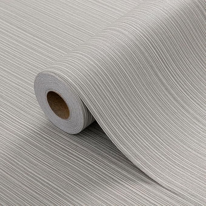 Mocha Brown Faux Grasscloth Wallpaper Peel and Stick Linen Textured 24"x394" Upgraded Thick Self-Adhesive Waterproof Neutral Decorative Contact Paper Vinyl Film Roll for Wall Bedroom Kitchen