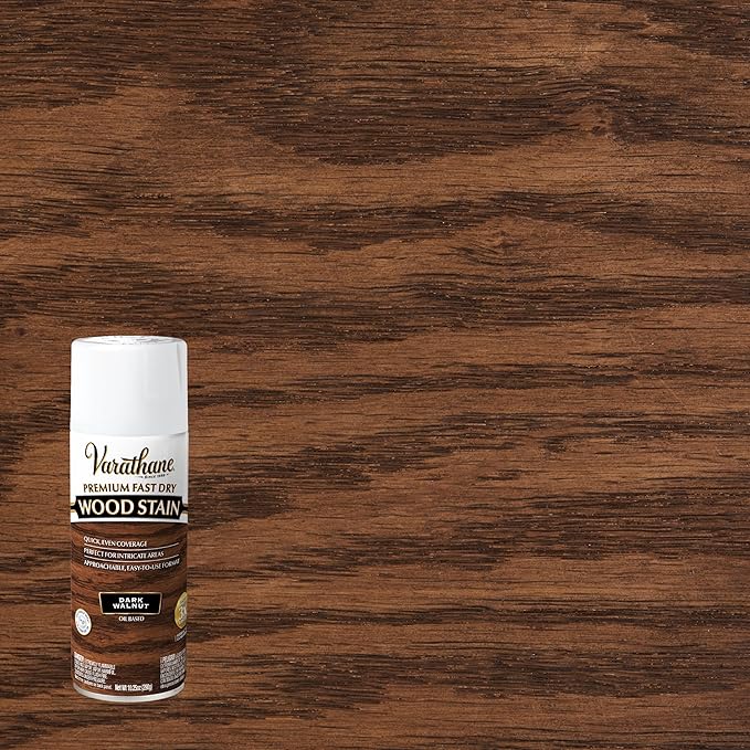 Varathane Premium Fast Dry Wood Stain Spray | 1 Hour Dry Time | 1 Coat Color | Interior Wood Stain | Furniture, Cabinets, Doors, Trim | 10.25 oz | Dark Walnut