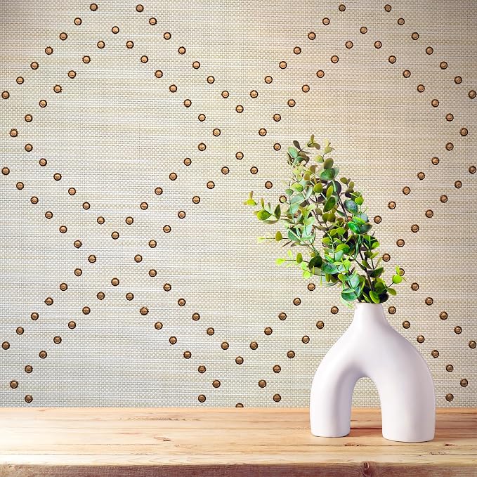 Ansehan Hand-Crafted Wallcovering HA3001 Droplets 36" W x8 Yard L Textured, Modern, Non Prepasted Natural Home Décor for Living Sapce, Sandstone/Gray/Bronze Gold