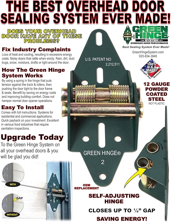 Energy Saving Garage Door Hinge - 4 Panel Doors Up to 12', MFG# R4416-40