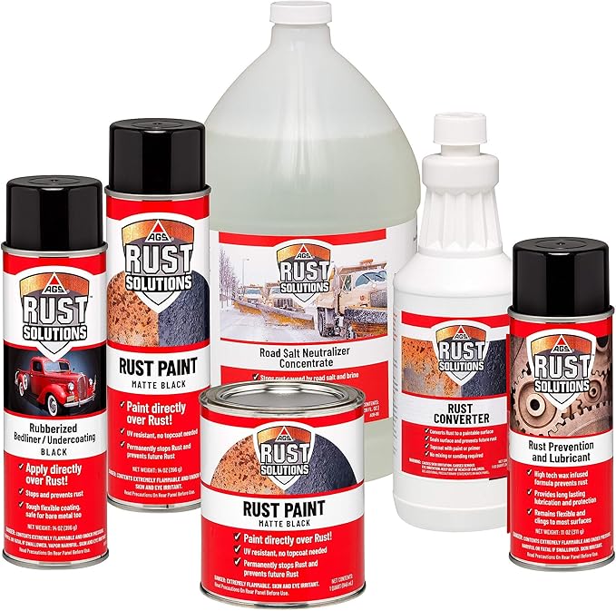 AGS RUST SOLUTIONS Apply Over Rust Paint, Matte Black Finish, 1 Gallon, Ideal for Paint Car Rust, Home, Shop and Farm, No Top Coat Necessary, UV Protection Paint (Pack of 3)