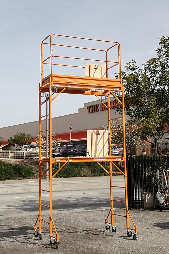 CBM Multipurpose Maxi Square Baker Style Scaffold Tower Package - 12 Feet, 1,000 Pound Capacity With Hatch Deck Guard Rail and Double U Lock