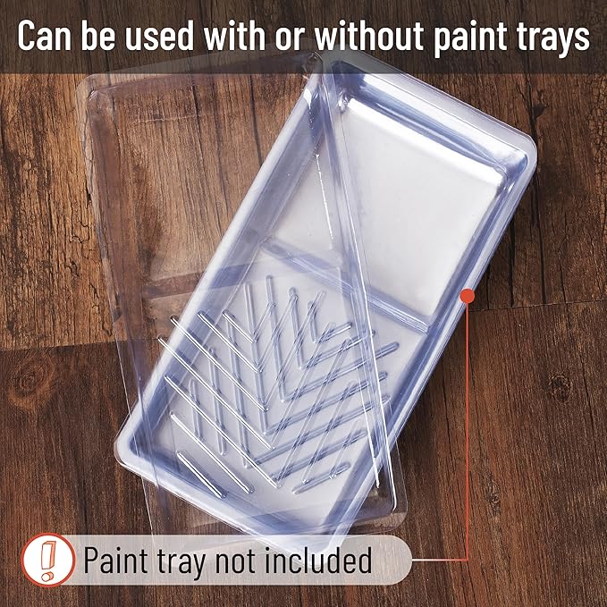 Bates- Paint Tray Liner, 4" and 9", 20 Pack, Clear 4" and White 9", Plastic Disposable Paint Tray for Painting Walls