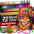 ARTISTRO 72 Precision Dual-Tip Acrylic Paint Markers – Paint Pens Set with Dot & Fine Tips for Fabric, Rock, Glass, Wood, Coloring Books – Classroom & Art Supplies Gift – Teacher Appreciation Gift