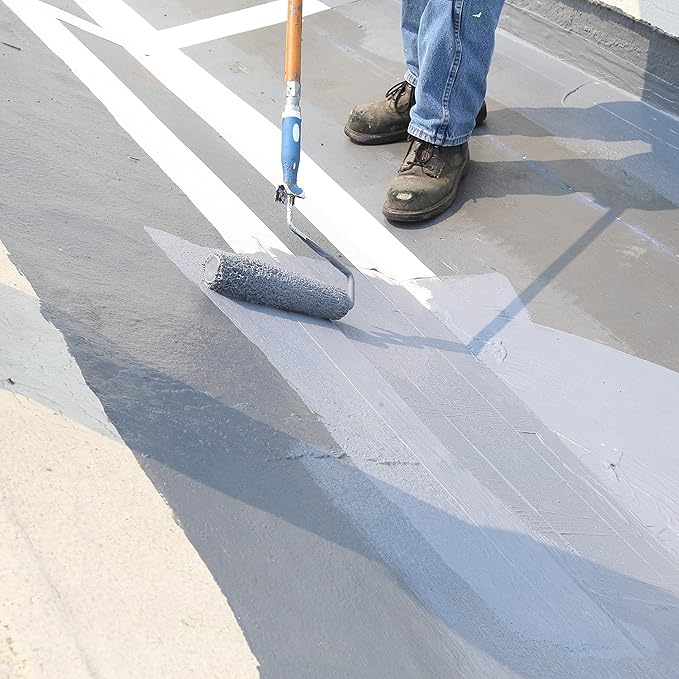 AMES SEB1 Elasto-Barrier Adhesive Base Coat-1 Gallon, Gray Primer Perfect for RV, Wood, Roofs and More-Expands and Contracts 1200% -Made in The USA, Grey Liquid Rubber