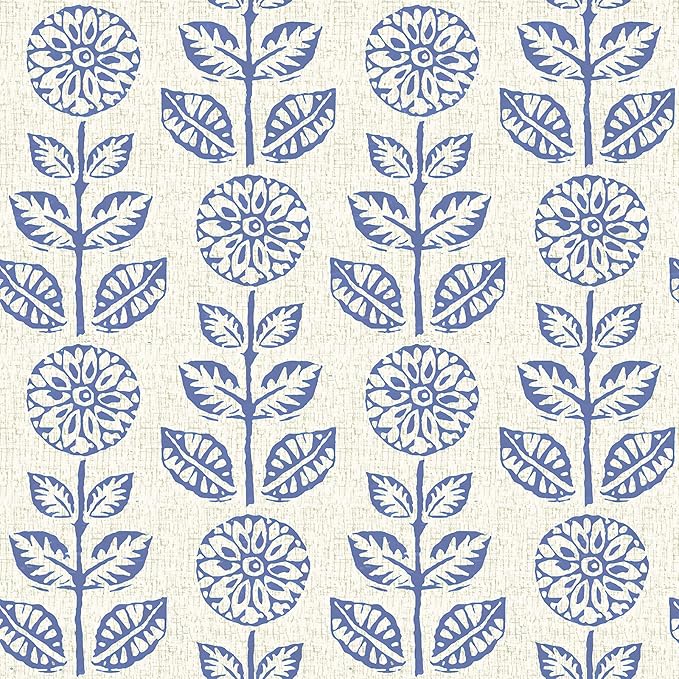 Wudnaye Blue Floral Peel and Stick Wallpaper Blue and White Contact Paper 17.7in×196.8in Vintage Floral Self Adhesive Wallpaper Navy Removable Tulip Wall Paper Waterproof for Bathroom Farmhouse Decor
