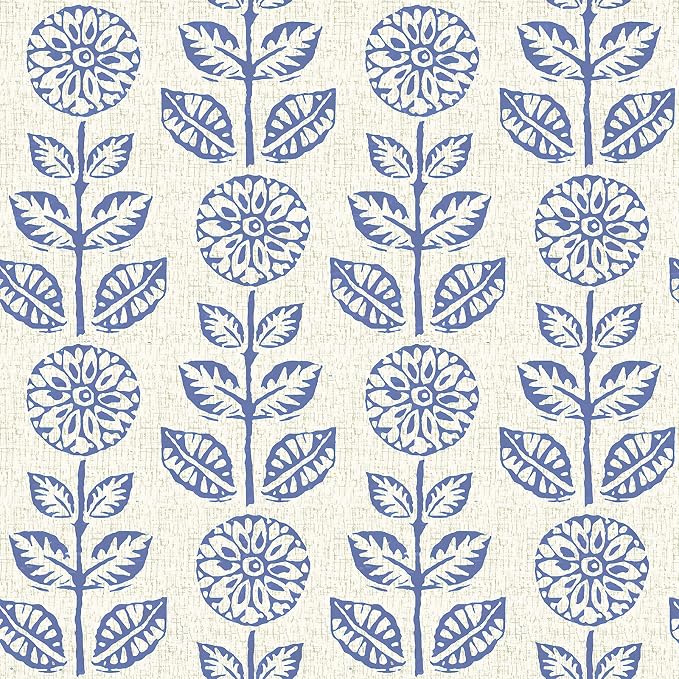 Wudnaye Blue Floral Peel and Stick Wallpaper Blue and White Contact Paper 17.7in×393.6in Vintage Floral Self Adhesive Wallpaper Navy Removable Tulip Wall Paper Waterproof for Bathroom Farmhouse Decor