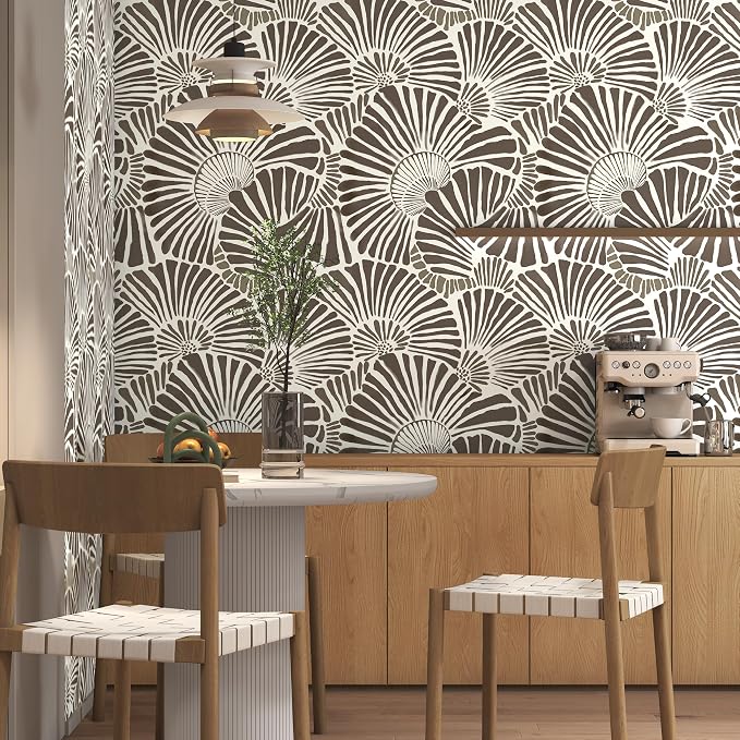 White and Brown Peel and Stick Wallpaper 17.3"393" Modern Boho Self Adhesive Removable Contact Paper for Bedroom Cabinets Drawers Shelf Home Decor Vinyl Film