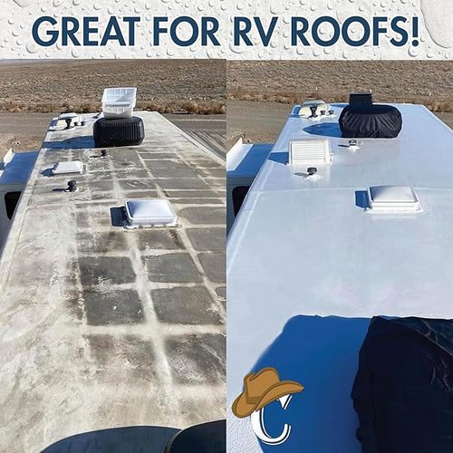 100% Silicone Roof Coating for RVs, Campers & Flat Roofs - Waterproof Seal for Leaks, Cracks & Seams - Ponding Water Resistant - 4.75 Gallon White