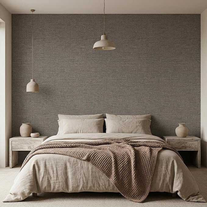 WADILE Grasscloth Peel and Stick Wallpaper 15.7in x 78.7in, Textured Contact Paper for Cabinets, Faux Linen Wall Paper Pull and Stick, Fabric Vinyl Wallpaper Self Adhesive Brown Gray | Textured contact paper, Faux linen, Vinyl material, Cabinets, Self ...