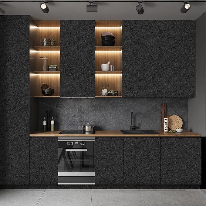 Dark Grey Peel and Stick Self Adhesive Wallpaper Countertop Contact Paper | Removable Waterproof Bathroom 15.7" X 393.7" Kitchen Vinyl Wrap for Cabinet Countertops Wall Counter Top Paper