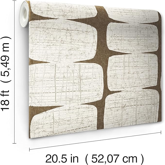 RoomMates RMK12349PL Mid-Century Beads Peel and Stick Wallpaper, Brown