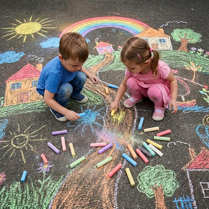 JOYIN 224 PCS Sidewalk Chalks Set Non-Toxic Washable Jumbo Chalk for Outdoor Art Play, Painting on Chalkboard, Blackboard and Playground