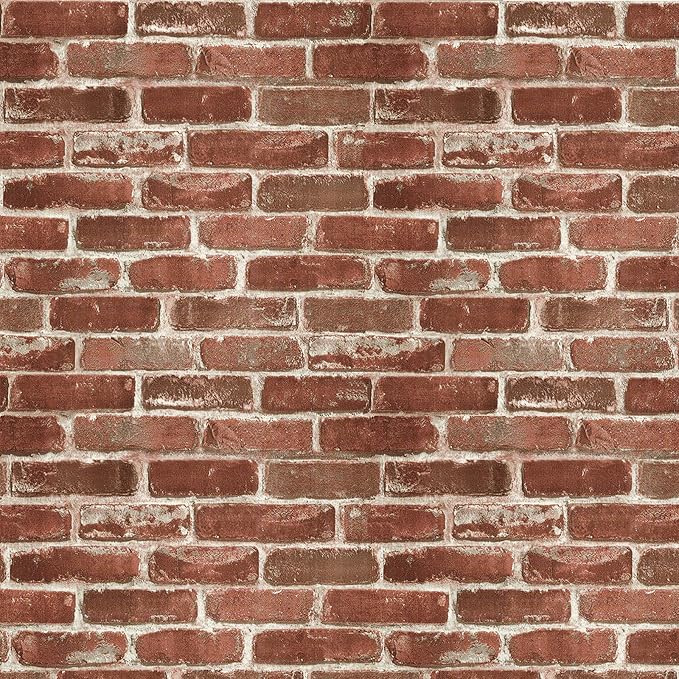 Hopeak Red Brick Wallpaper Self-Adhesive Peel and Stick Wallpaper Waterproof and Removable Good for Home Decoration and Furniture Renovation 35.4 x 196 Inch
