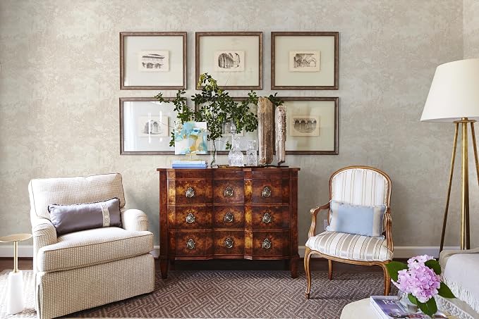 Heroad Peel and Stick Wallpaper Beige Neutral Vintage Forest Animals Floral Wallpaper Removable Self-Adhesive Contact Paper for Bedroom Living Room Cabinets Decoration Thicken Vinyl 17.3''x787''
