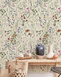 JiffDiff Floral Wallpaper Peel and Stick - Farm Floral Wall Paper Wildwood Self Adhesive Contact Paper for Home Bedroom Cabinets and Kitchen Countertop ThickenStick on Wallpaper 17.3"x118"