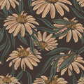HAOKHOME Vintage Peel and Stick Wallpaper Floral Brown/PeachPuff/Green Daisy Wall Decor Home Bathroom Boho Decor 17.3in x 9.8ft