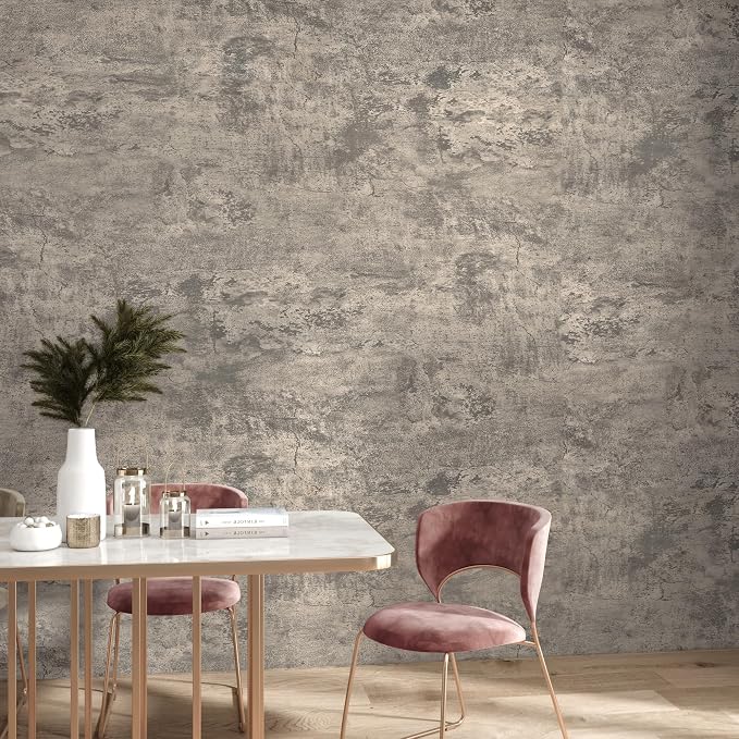 TOTIO Beige Grey Cement Concrete Texture Contact Paper Industrial Style Wallpaper Peel Stick 32×78inch Matte Thicken Self Adhesive Removable Vinyl Wall Paper Roll Wall Covering for Office Rental