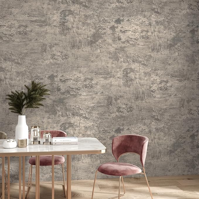 TOTIO Industrial Style Wallpaper Beige Grey Cement Concrete Contact Paper Self Adhesive Removable Vinyl Wall Paper Roll 16×118inch Matte Wall Covering [Thicken] Kitchen Bathroom Studio Peel Stick