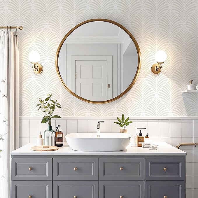Safiyya 17.3"x196" Peel and Stick Wallpaper Boho Contact Paper Beige Neutral Modern Geometric Wall Paper Self Adhesive Removable Wallpaper for Bedroom Vinyl Rolls