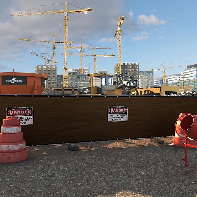 Amgo Custom Made 8' x 66' Brown Fence Privacy Screen Windscreen with Bindings & Grommets, Heavy Duty for Commercial and Residential, 90% Blockage, Cable Zip Ties Included (We Customize)