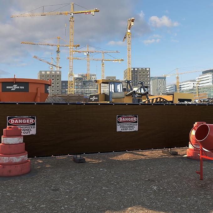 Amgo Custom Made 8' x 179' Brown Fence Privacy Screen Windscreen with Bindings & Grommets, Heavy Duty for Commercial and Residential, 90% Blockage, Cable Zip Ties Included (We Customize)