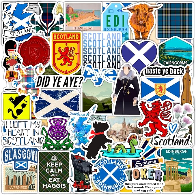 BulbaCraft Scotland Stickers for Water Bottle and Laptop - Heritage Party Supplies & Decorations, Waterproof Vinyl Scottish Decals, Scotland Flag Stickers Laptop Decals, Gifts for Women & Men