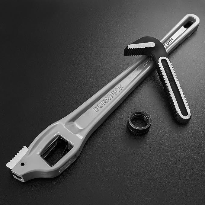 DURATECH 18-inch Aluminum Offset Pipe Wrench, Adjustable Plumbing Wrench | 2-1/2" Jaw Capacity, Heavy Duty, Drop Forged, Exceed GGG standard