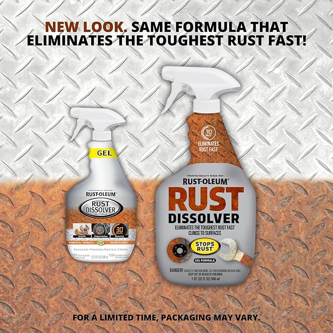 Rust-Oleum Rust Dissolver Trigger Spray Gel | Heavy-Duty Corrosion Remover for Metal Tools, Cars, Bikes, Grills, Bolts, Firearms & More | 32 oz