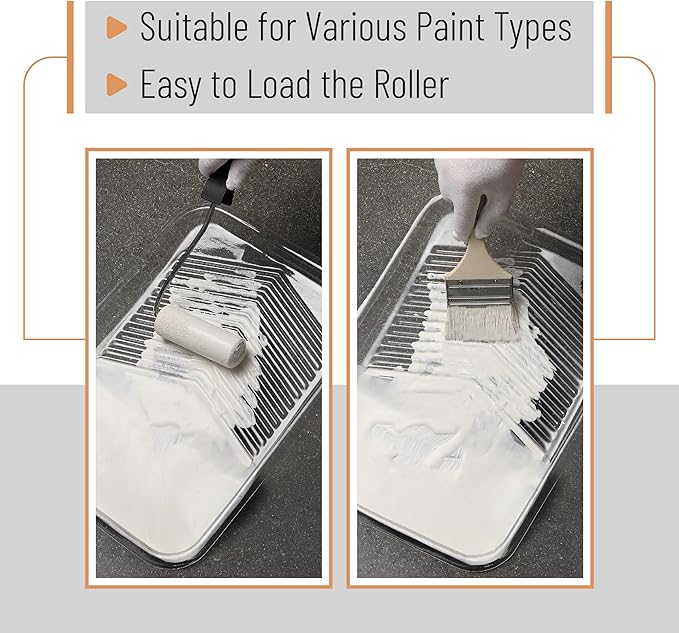 Bates 9 Inch Paint Tray Liners - 10 Transparent Plastic Disposable Trays for Painting Walls