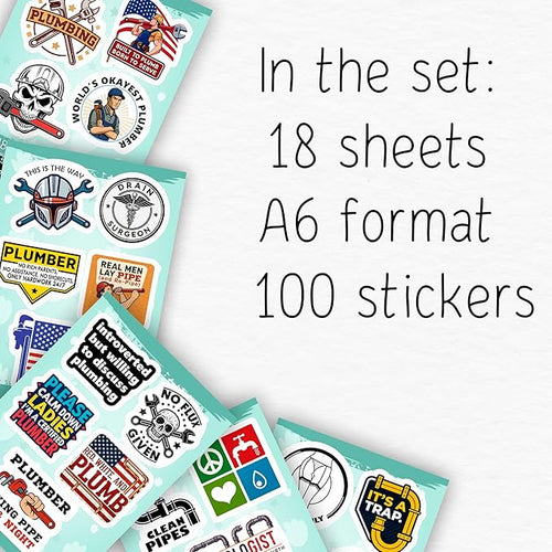 100Pcs Plumbing Stickers Hard Hat, Water Bottles, Laptop - Plumber Sticker - Plumber Gifts for Men - Funny Plumbing Gifts, Party Supplies & Decorations