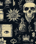 Gothic Black Beige Skull Floral Wallpaper Peel and Stick 17.5"x118" | Self Adhesive/Removable/Waterproof/Thick Vinyl Vintage Contact Paper for Bathroom Bedroom Shelf Cabinet Drawer,Prepasted