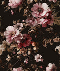 Dark Floral Brown Wallpaper Peel and Stick17.5 × 393", Black Pink | Self Adhesive/Removable/Waterproof/Thick Vinyl Contact Paper for Bathroom Bedroom Shelf Cabinet Drawer,Prepasted,Easy Peel