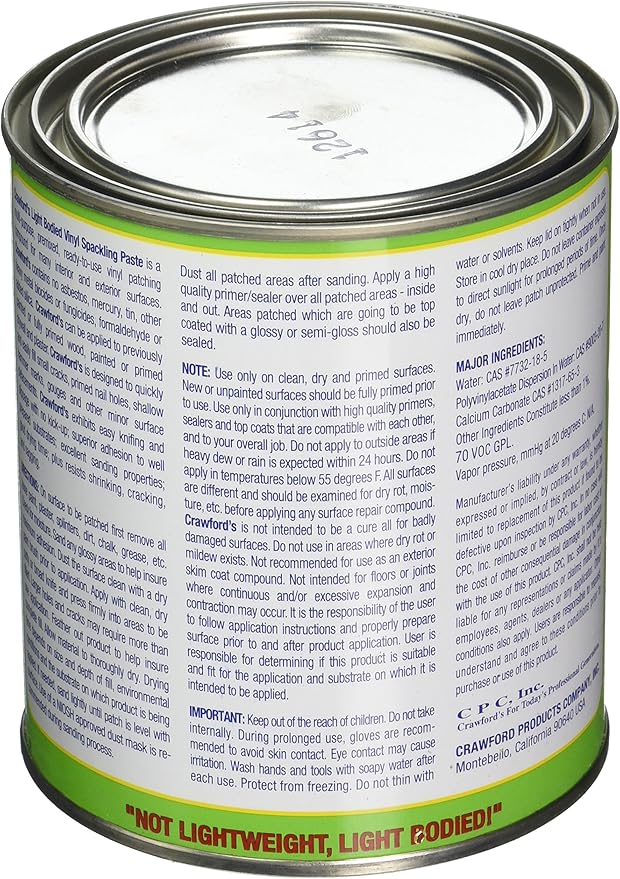INC. 31904 Quart Spackling Paste