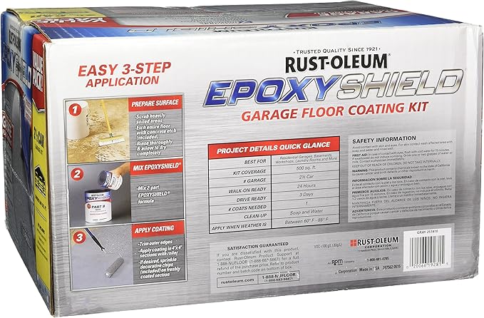 Rust-Oleum 251870 EPOXYSHIELD Garage Floor Coating Kit, 2.5 Car, Gloss Gray