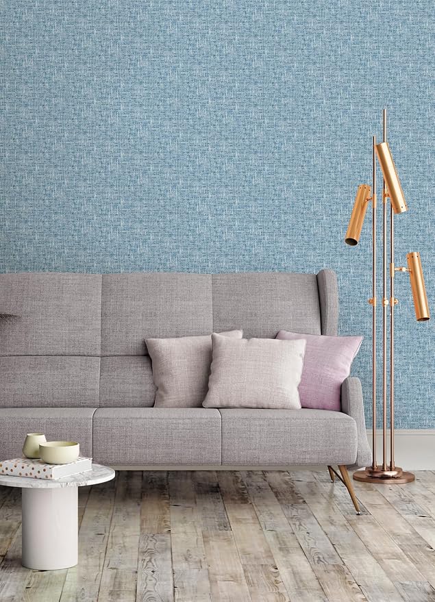 NuWallpaper NU2918 Navy Poplin Texture Peel & Stick Wallpaper, Blue
