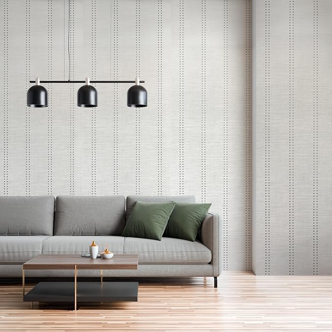 Ansehan Hand-Crafted Wallcovering HA4001 Droplets Stripe 36" W x8 Yard L Textured, Modern, Non Prepasted Natural Home Décor for Holiday Home Decor, Repose Grey/Dark Sliver