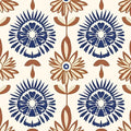 BOKEBEVE Boho Floral Peel and Stick Wallpaper Beige Brown 17.5 x 393.5In | Extra Long Symmetry Contact Paper Modern Wall Paper for Bedroom Accent Walls Laundry Nursery Pantry Renter Friendly Removable