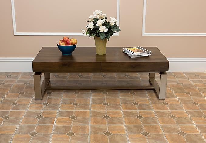 Nexus Self Adhesive 12-Inch Vinyl Floor Tiles, 20 Tiles - 12" x 12", Rustic Slate Pattern - Peel & Stick, DIY Flooring for Kitchen, Dining Room, Bedrooms & Bathrooms by Achim Home Decor