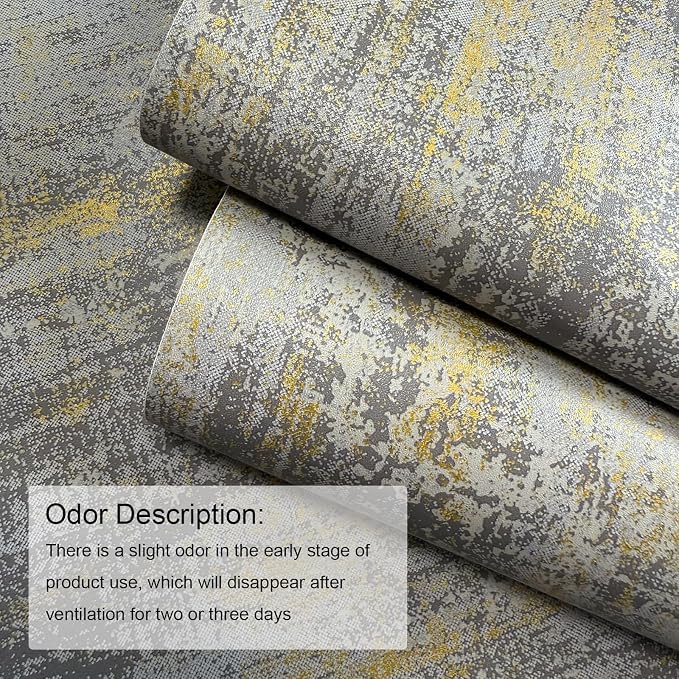 JiffDiff Vintage Metallic Peel and Stick Wallpaper Self Adhesive Industrial Metallic Concrete Wall Paper Modern Stick on Wallpaper Contact Paper(17.3" x 400" Light Gray)