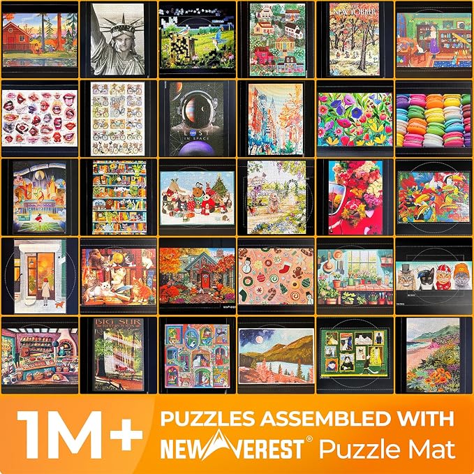 The Original Newverest Jigsaw Puzzle Mat Roll Up, Saver Pad 46” x 26” Portable Keeper Up to 1500 Pieces with Non-Slip Rubber Bottom & Smooth Top + 3 Puzzle Sorting Trays & Travel-Friendly Storage Bag