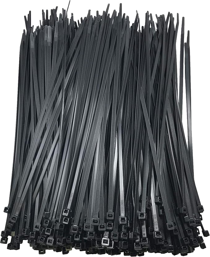 Standard Black 11" Inch Cable Zip Ties 50 Pounds Tensile Strength UV Resistant Wire Wrap - 100 Pack - Made in USA