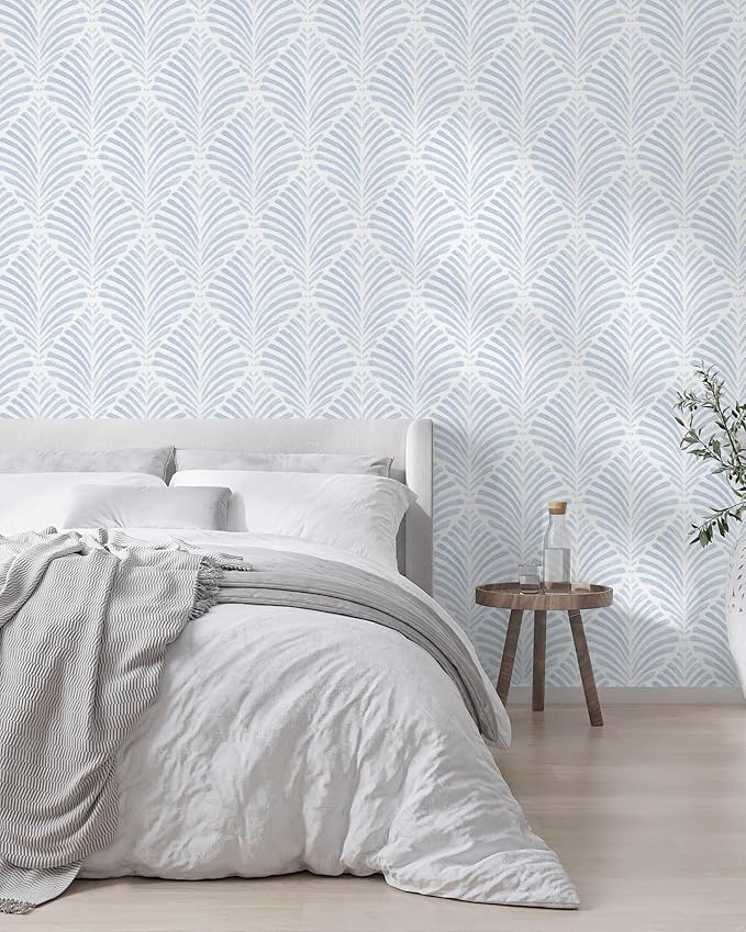 Safiyya Peel and Stick Wallpaper Boho Contact Paper 17.3"x196" Blue Geometric Modern Wall Paper Self Adhesive Removable Wallpaper for Bedroom Vinyl Rolls