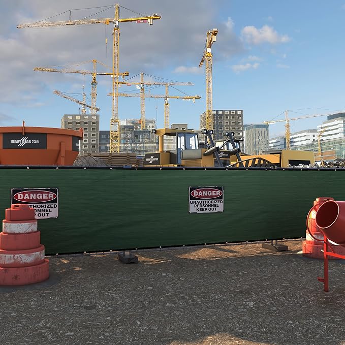 Amgo Custom Made 8' x 30' Green Fence Privacy Screen Windscreen with Bindings & Grommets, Heavy Duty for Commercial and Residential, 90% Blockage, Cable Zip Ties Included (We Customize)
