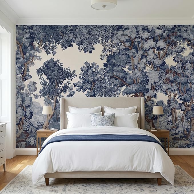 MFWFM Forest Mural Peel and Stick Wallpaper Landscape Tree Wall Murals | 137"x96", for Bedroom Living Room Bathroom, Self Adhesive Canvas