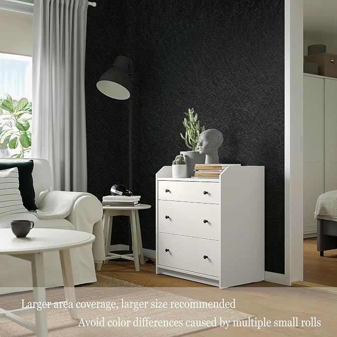 Safiyya 17.3 inch X 393 inch Peel and Stick Wallpaper Black Silk Textured Wallpaper Modern Solid Color Wall Paper Removable Contact Paper for Walls Vinyl Rolls