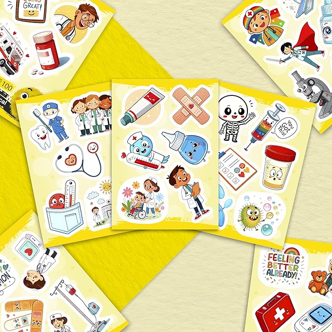 100Pcs Medical Stickers and Decals, Dorctor Stickers - Medical Party Supplies, Decoration - Gift for Women & Men
